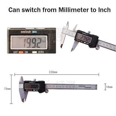 Digital Electronic Caliper Stainless Steel 300MM 12"